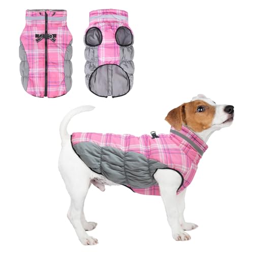 BEAUTYZOO Hunde-Wintermantel, warme Hundejacke mit integriertem Geschirr für kleine, mittelgroße und große Hunde, kaltes Wetter, winddicht, dick, Fleece-Weste, Rollkragen, Welpen, Haustierkleidung, von BEAUTYZOO