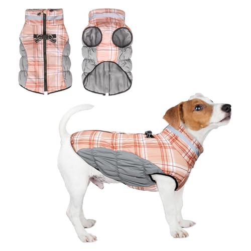 BEAUTYZOO Hundemantel für kleine Hunde, Wintermantel mit integriertem Geschirr, Hundepufferjacke, wasserdicht, warmer Schneeanzug, dicker Hundemantel, kaltes Wetter, winddicht, Hunde-Fleeceweste, von BEAUTYZOO