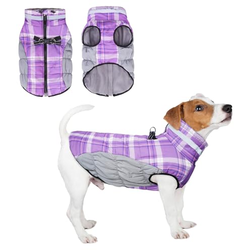 BEAUTYZOO Hunde-Wintermantel, warme Hundejacke mit integriertem Geschirr für kleine, mittelgroße und große Hunde, kaltes Wetter, winddicht, dick, Fleece-Weste, Rollkragen, Welpen, Haustierkleidung, von BEAUTYZOO