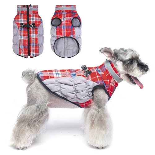 BEAUTYZOO Hundemantel für große Hunde, Wintermantel mit integriertem Geschirr, Hundepufferjacke, wasserdicht, warmer Schneeanzug, dicker Hundemantel, kaltes Wetter, winddicht, Hunde-Fleeceweste, von BEAUTYZOO