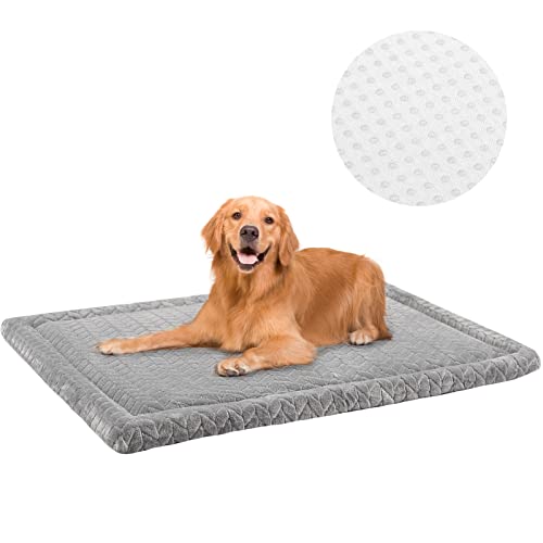 BEAUTYZOO Hundebett-Matte für Kiste, hohe Widerstandsfähigkeit, Schaumstoff-Hundekästen-Pads, Hundehütten-Pads mit weichem, gewelltem Plüsch, rutschfeste, waschbare Matratze für große, mittelgroße und kleine Hunde und Katzen von BEAUTYZOO