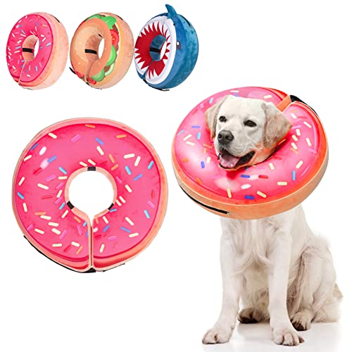 BEAUTYZOO Hundekegel Alternative Nach Operationen für Große Mittlere Kleine Hunde, Weiches Aufblasbares Kegelhalsband für Hunde Katzen, Hundehals Donut E Halsband Hund Recovery Halsband zum Stoppen des Leckens, Erdbeerrosa, XL von BEAUTYZOO