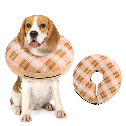 BEAUTYZOO Aufblasbarer Hundekegel, weiches Donut-Halsband für mittelgroße bis große Hunde – elisabethanisches Halsband Alternative zur Erholung, verhindert Lecken von Wunden und keine blockierende von BEAUTYZOO