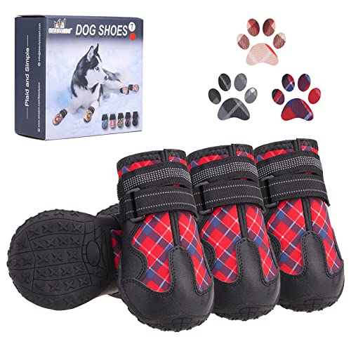 BEAUTYZOO Hundeschuhe, Stiefel und Pfotenschutz für kleine, mittelgroße und große Hunde, reflektierende Wasserschuhe, rutschfeste Sohle für Winter, Sommer, kalt/heißer Gehweg, wasserdichte Hundeschuhe von BEAUTYZOO