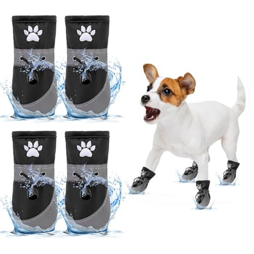 BEAUTYZOO Hundeschuhe für heißen Gehweg, wasserdichte Hundeschuhe für kleine mittelgroße Hunde, Hundestiefel und Pfotenschutz für Winter, Schnee, Wandern, Hartholzboden, reflektierende Welpenschuhe, von BEAUTYZOO