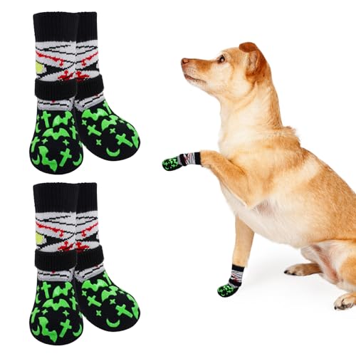 BEAUTYZOO Hundesocken gegen Lecken von Pfoten, Hundeschuhe für kleine, mittelgroße und große Senioren, griffige Socken, Traktionskontrolle, Hundeschuhe, Pfotenschutz für Hartholzböden, rutschfest, von BEAUTYZOO