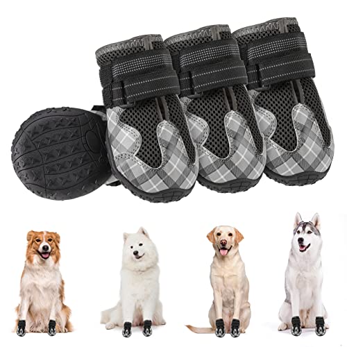 BEAUTYZOO Hundestiefel, Pfotenschutz für mittelgroße und große Hunde, atmungsaktive Netz-Hundeschuhe für heißen Bürgersteig, Hundeschuhe mit reflektierenden Riemen, für Welpen, Outdoor, robuste von BEAUTYZOO