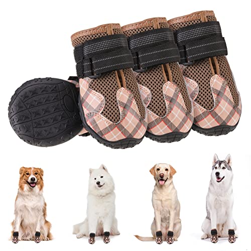 BEAUTYZOO Hundestiefel, Pfotenschutz für mittelgroße und große Hunde, atmungsaktive Netz-Hundeschuhe für heißen Bürgersteig, Hundeschuhe mit reflektierenden Riemen, für Welpen, Outdoor, robuste von BEAUTYZOO