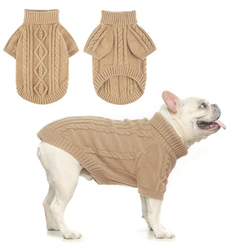 BEAUTYZOO Mittelgroßer Hundepullover für weibliche Männer, Fleece-Hunde-Winterpullover für mittelgroße Mädchen und Jungen, rosa, warm, niedlicher Welpenpullover, dicker Rollkragen, Haustier-Kleidung, von BEAUTYZOO