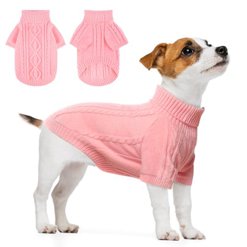 BEAUTYZOO Pullover für kleine Hunde, Fleece, Winterpullover für kleine Mädchen, Jungen, Hunde, rosa, warm, niedlicher Welpenpullover, dicker Rollkragen, Haustier-Kleidung, für kaltes Wetter, von BEAUTYZOO