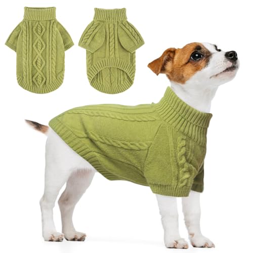 BEAUTYZOO Kleiner Zopfstrick-Hundepullover – Rollkragenpullover, klassisch, flauschig, für Frühling und Herbst, Winter, für kaltes Wetter, Kleidung für kleine, mittelgroße Hunde, Welpen, Mädchen, von BEAUTYZOO