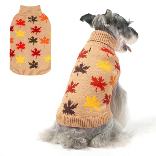 BEAUTYZOO Pullover für kleine Hunde, Rollkragenpullover, flauschiger Wintermantel, für kaltes Wetter, Kleidung für kleine, mittelgroße Hunde, Welpen, Mädchen, Jungen, Khaki, Größe M von BEAUTYZOO