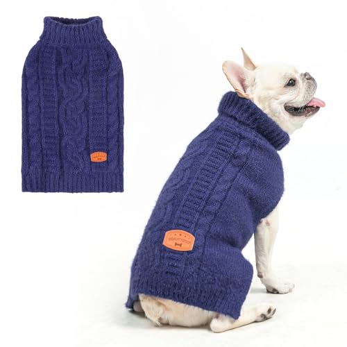 BEAUTYZOO Pullover für kleine Hunde, Rollkragenpullover, klassischer Zopfstrick, flauschiger Wintermantel, für kaltes Wetter, Kleidung für kleine und mittelgroße Hunde, Welpen, Mädchen, Jungen, von BEAUTYZOO