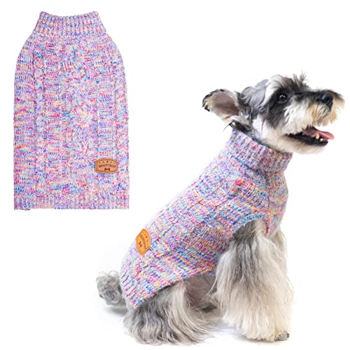 BEAUTYZOO Pullover für kleine Hunde, Rollkragenpullover, klassischer Zopfstrick, flauschiger Wintermantel, für kaltes Wetter, Kleidung für kleine und mittelgroße Hunde, Welpen, Mädchen, Jungen von BEAUTYZOO