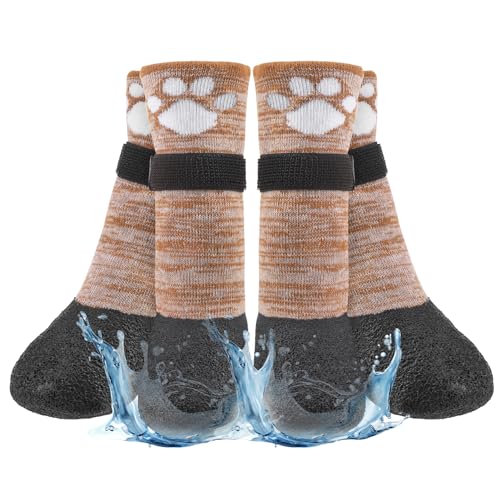 BEAUTYZOO Rutschfeste Hundesocken, Stiefel, Hundeschuhe für heiße/kalte Winterpflaster, wasserdichte Griffigkeit, Pfotenschutz für Hartholzböden, verhindert Lecken für kleine, mittelgroße und große von BEAUTYZOO