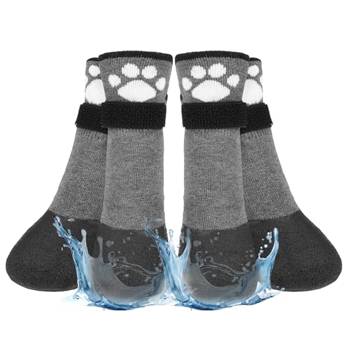 BEAUTYZOO Rutschfeste Hundesocken, Stiefel, Hundeschuhe für heiße/kalte Winterpflaster, wasserdichte Griffigkeit, Pfotenschutz für Hartholzböden, verhindert Lecken für kleine, mittelgroße und große von BEAUTYZOO