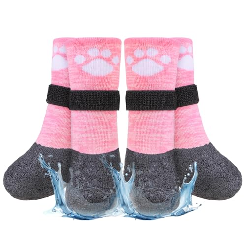 BEAUTYZOO Rutschfeste Hundesocken, wasserdicht, Pfotenschutz für heiße Gehwege, kleine, mittelgroße und große Hunde, Wasserschuhe für Hartholzböden, verhindern Lecken, Socken für Hunde, Jungen, von BEAUTYZOO