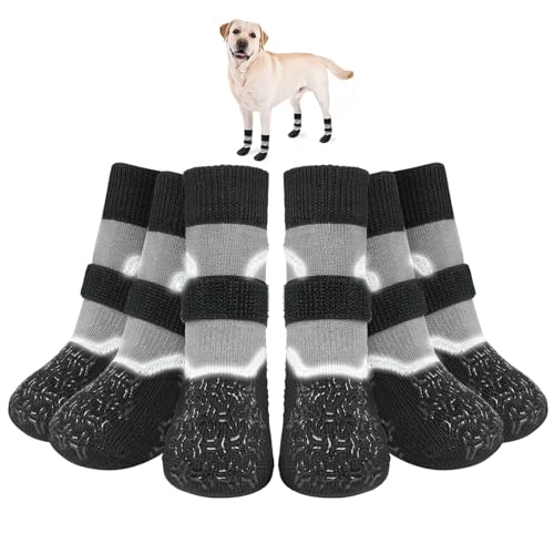 BEAUTYZOO Rutschfeste Hundesocken für Hartholzböden, 2 Stück, Hundeschuhe für kalte Gehwege, Verletzungen verhindern Lecken für kleine, mittelgroße und große Hunde, Traktionssocken für ältere Hunde, von BEAUTYZOO