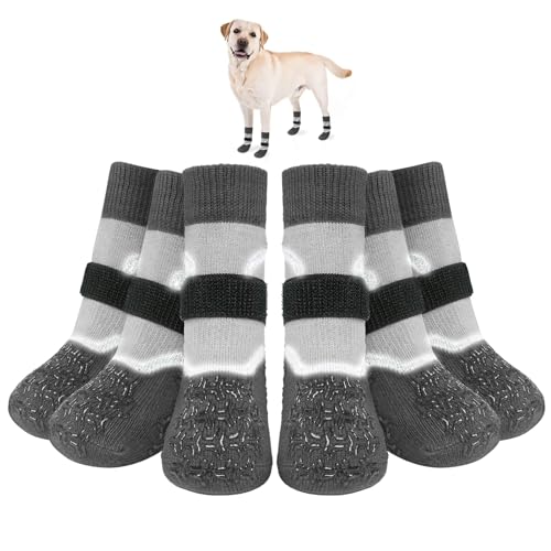 BEAUTYZOO Rutschfeste Hundesocken für Hartholzböden, 2 Stück, Hundeschuhe für kalte Gehwege, Verletzungen verhindern Lecken für kleine, mittelgroße und große Hunde, Traktionssocken für ältere Hunde, von BEAUTYZOO