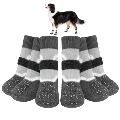 BEAUTYZOO Rutschfeste Hundesocken für Hartholzböden, 2 Stück, Hundeschuhe für kalte Gehwege, Verletzungen verhindern Lecken für kleine, mittelgroße und große Hunde, Traktionssocken für ältere Hunde, von BEAUTYZOO