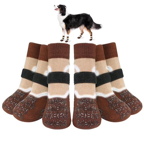 BEAUTYZOO Rutschfeste Hundesocken für Hartholzböden, 2 Stück, Hundeschuhe für kalte Gehwege, Verletzungen verhindern Lecken für kleine, mittelgroße und große Hunde, Traktionssocken für ältere Hunde, von BEAUTYZOO