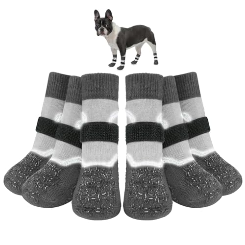 BEAUTYZOO Rutschfeste Hundesocken für Hartholzböden, 2 Stück, Hundeschuhe für kalte Gehwege, Verletzungen verhindern Lecken für kleine, mittelgroße und große Hunde, Traktionssocken für ältere Hunde, von BEAUTYZOO