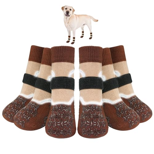 BEAUTYZOO Rutschfeste Hundesocken für Hartholzböden, 2 Stück, Hundeschuhe für kalte Gehwege, Verletzungen verhindern Lecken für kleine, mittelgroße und große Hunde, Traktionssocken für ältere Hunde, von BEAUTYZOO