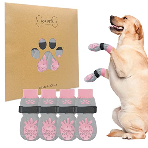 BEAUTYZOO Rutschfeste Hundesocken für Hartholzböden, für kleine, mittelgroße und große ältere Hunde, Pfotenschutz, 2 Paar – Traktionskontrolle, rutschfeste Welpensocken verhindern Lecken, von BEAUTYZOO