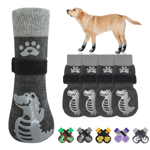 BEAUTYZOO Rutschfeste Hundesocken gegen Lecken der Pfoten, Hundeschuhe für heißen Bürgersteig, Pfotengriffschutz, Traktion auf Holz-/Hartholzböden, Senioren, kleine, mittelgroße und große von BEAUTYZOO