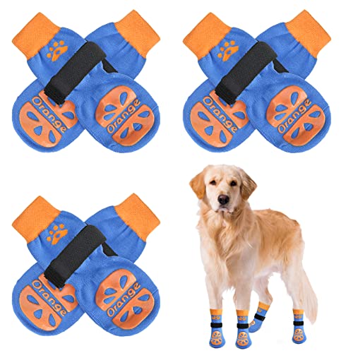 BEAUTYZOO Rutschfeste Hundesocken mit Griffen, Traktionskontrolle für kleine, mittelgroße und große Hunde, rutschfester Innenbereich, doppelseitiger Pfotenschutz für Hartholzböden (Orange, XL) von BEAUTYZOO