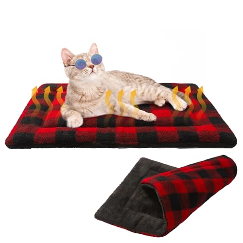 BEAUTYZOO Selbstwärmendes Katzenbett, selbstheizende Katzenunterlage, 71,1 x 48,3 cm, doppelseitig beheizte Hundematte, weiche Thermodecke für drinnen und draußen, große Kätzchen, kleine Welpen, von BEAUTYZOO