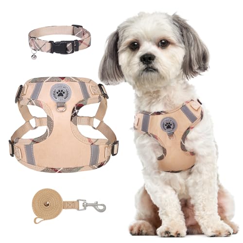 BEAUTYZOO Step in Hundegeschirr, Halsband und Leine, Set für kleine, mittelgroße und große Hunde, kein Ziehen, kein Würgen, Welpengeschirr, weiches Netzgewebe, reflektierend, gepolstert, verstellbar, von BEAUTYZOO