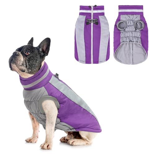 BEAUTYZOO Warmer Hunde-Wintermantel mit Geschirr, wasserdichte Hundejacken für kleine, mittelgroße und große Hunde, winddicht, reflektierend, Fleece-Pufferweste, Winter-Hundekleidung, Outfit von BEAUTYZOO