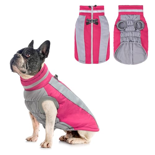 BEAUTYZOO Warmer Hunde-Wintermantel mit Geschirr, wasserdichte Hundejacken für kleine, mittelgroße und große Hunde, winddicht, reflektierend, Fleece-Pufferweste, Winter-Hundekleidung, Outfit von BEAUTYZOO