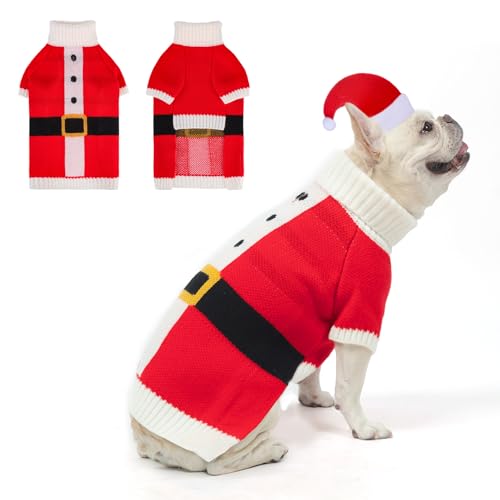 BEAUTYZOO Weihnachtspullover für Hunde mit Mütze, gestrickt, für Hunde, Winterkleidung für kleine mittelgroße Hunde, SM von BEAUTYZOO