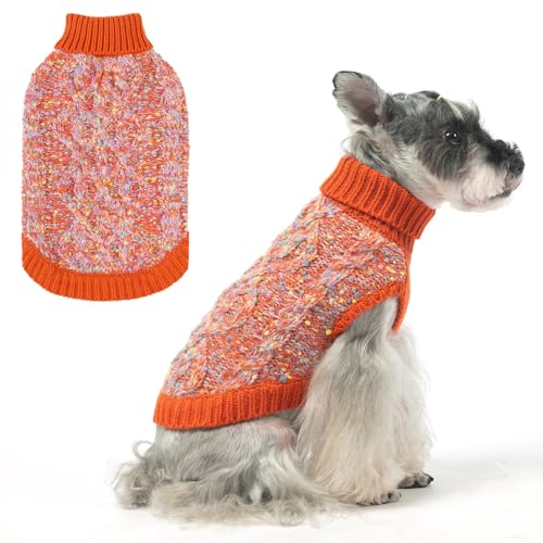 BEAUTYZOO Zopfstrickpullover für kleine Hunde, Farbblock mit flauschigem Faden, gestrickter Rollkragenpullover mit Punkten in einer Vielzahl von Farben, für kleine und mittelgroße Hunde, von BEAUTYZOO