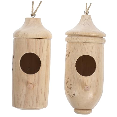 BEBEMOKO 2pcs Kolibri Haus Hängende Vogelhütte Dekorative Kolibri Nest Kleine Vogelversorgung Park Vogelhaus Garten Vogel Nisthaus Vogelnest Dekoration Nest für Kolibri Holz von BEBEMOKO