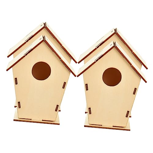 BEBEMOKO 4pcs Weihnachten Holz Haus Weihnachtsbaum Dekoration Graffiti Dekoration Weihnachtsschmuck Spielzeug Weihnachten Malerei Ornament bemalbar Vogelhaus DIY Blank Xmas Verzierungen von BEBEMOKO