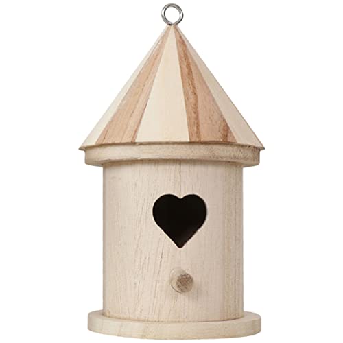 BEBEMOKO DIY Vogelhaus aus Holz, Nistkasten für Vögel, unlackierter Vogelfutterspender mit herzförmiger Tür für Malerei und Outdoor-Dekoration von BEBEMOKO