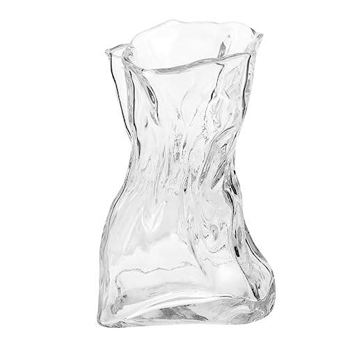 BEBEMOKO Elegante Glaskunst Blumenvase Dekorative Vase Unregelmäßiger Form Für Kreative Arrangements Ideal Für Trockene Blumen Hochzeiten Und Moderne Tischdekoration Transparent von BEBEMOKO