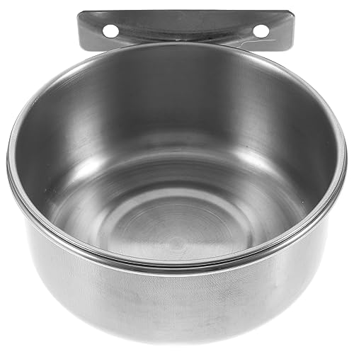 BEBEMOKO Hundefutterbehälter Hundehütte Hängende Schüssel Pet Feeder Edelstahl Pet Bowl Silber von BEBEMOKO