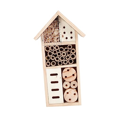 BEBEMOKO Insektenhaus aus Holz, dekoratives Bienenhaus zum Aufhängen, Garten, Insektennest für Insekten im Freien, natürliches Holz, Insektenschutz und Beobachtungsheim für Bienen und Käfer, 1 Stück von BEBEMOKO