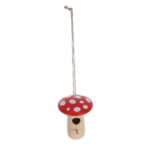 BEBEMOKO Pilz Kolibri Haus Feeder Dekoration Pilzhaus Dekoration Outdoor Vogelhaus Vogelnest Dekoration Outdoor Dekorationen Mini Vogelhaus Home Decor Garten Dekor Holz von BEBEMOKO