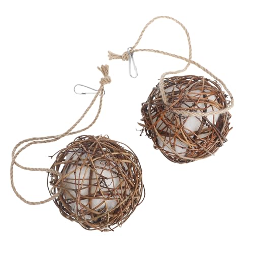 BEBEMOKO Rattan-Weidenkugeln für Vogel zum Nisten, dekorativer Vogel für Sittiche, Papageien und Kolibris, ideal für Haustier-Vogelkäfige und Spielaktivitäten, 2 Stück von BEBEMOKO