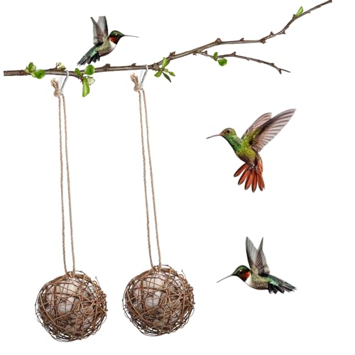 BEBEMOKO Vogel-Rattan-Kugeln, 2 Stück, Weidengeflecht, dekorative Nistkugeln, Vogelspielzeug für Papageien, Sittiche, Käfigzubehör, langlebiges Rattan-Kauspielzeug für Haustiere, Vögel, von BEBEMOKO