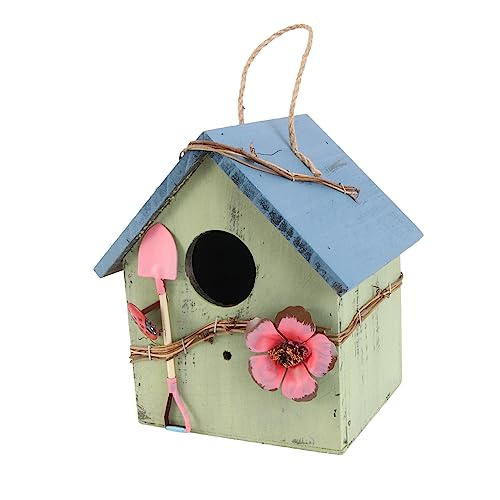 BEBEMOKO Vogelhaus Outdoor Hängendes Vogelnest Gartenornament für Hofdekor Rustikaler Nistkasten für Vögel Ideal für Terrassen und Gärten Dekorative Outdoor Craft Design 2 von BEBEMOKO