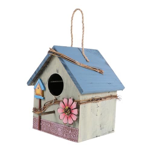 BEBEMOKO Vogelhaus aus Holz zum Aufhängen, für Papageien, für den Außenbereich, Garten, Hof, Dekoration, Ornament, Wildvogelhaus mit Ständer, Vogelfutterstation für Garten, Terrasse von BEBEMOKO