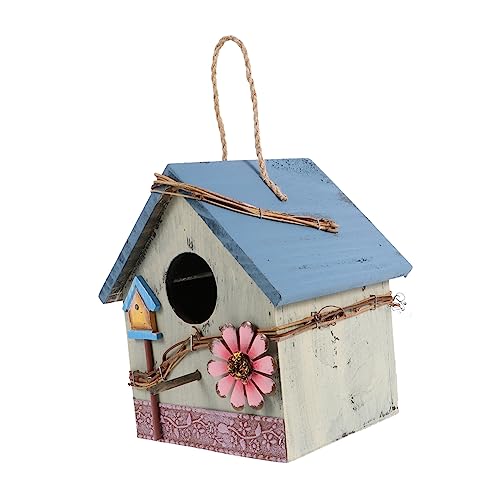 BEBEMOKO Vogelhaus aus Holz zum Aufhängen für Papageien und Wildvögel, Outdoor-Gartendekoration und Ornament mit Tablett für einfache Fütterung Ihres Hofes von BEBEMOKO