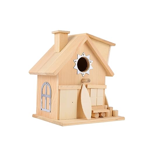 BEBEMOKO Vogelhaus für draußen Holz Landhausstil Hängend Vogelhaus für Garten Finken Nistkasten Ideal Vogelnisthaus für Zäune und Außenbereiche von BEBEMOKO