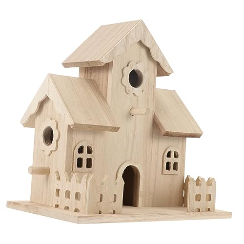 Vogelnest aus Holz, hängendes Vogelhaus, Retro-Stil, warmes und Vogelhaus, Vogelkäfige, Vogelfutterstation, Haustiervögel, unlackiertes Vogelhaus, Vogelhäuser, Holz, Vogelhaus, Beige von BEBEMOKO